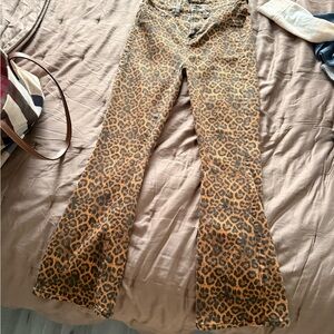 7 For All Mankind Leopard Print Flare Pants